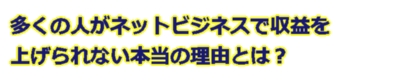 多くの人がネットビジネスで収益を上げられない本当の理由とは?